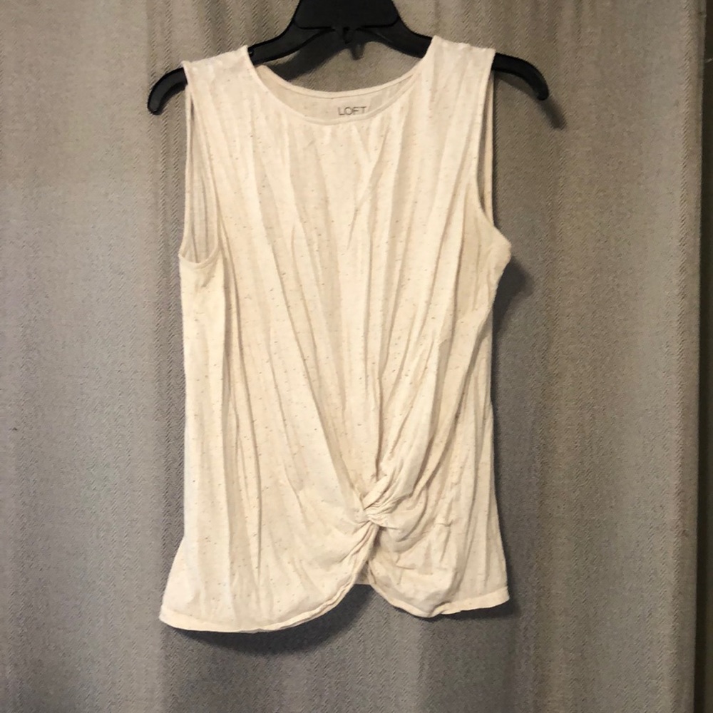 Loose tank top. Off white with speckles. Twist front. Loft M. Smoke free home.